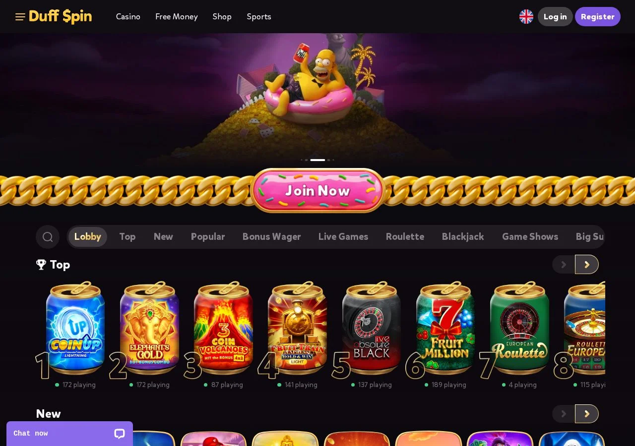 Duff Spin casino review overview